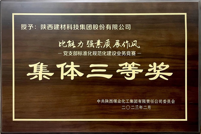 陜西建材科技公司榮獲“黨支部標準化規(guī)范化建設(shè)”類競賽三等獎及“優(yōu)秀組織獎”